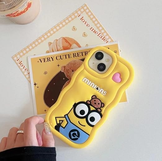 Minions Cartoon Case, Full Protective Shockproof Cover for iPhone 15 Pro Regular