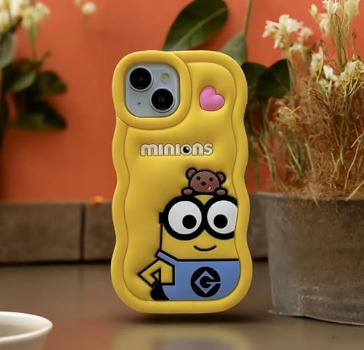 Minions Cartoon Case, Full Protective Shockproof Cover for iPhone 15 Pro Regular