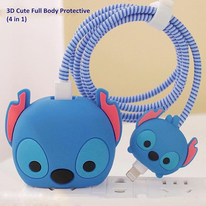 Stitch-themed Silicon I Phone charger Protecter