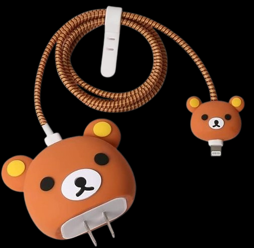 Orange Bear Silicone I Phone Charger Protecter