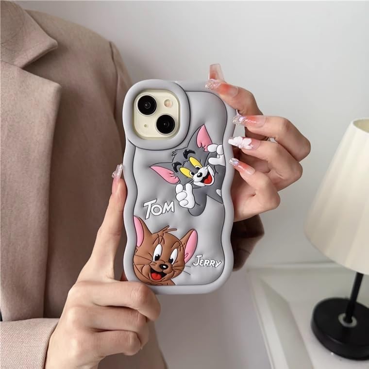 Tom and Jerry Cartoon Case, Full Protective Shockproof Cover for iPhone 15 Pro