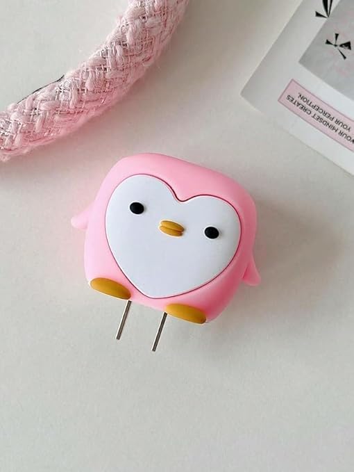Cute Penguin Pink design Silicon I Phone Charger Protecter Regular