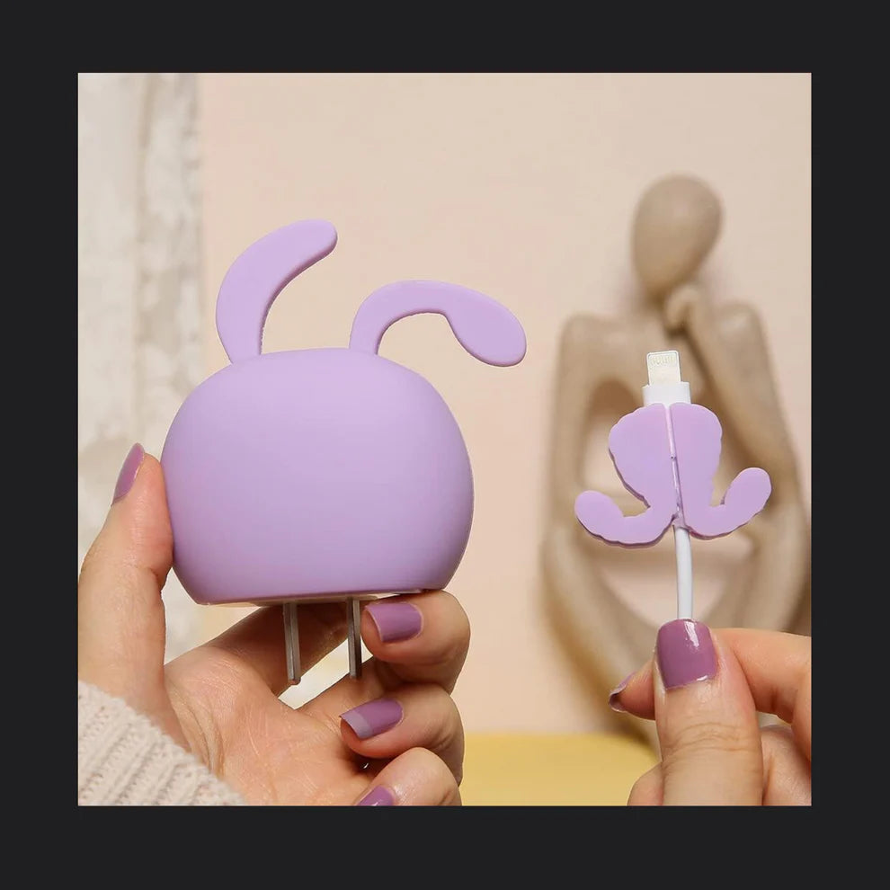 Purple Rabbit Silicone I Phone Charger Protecter