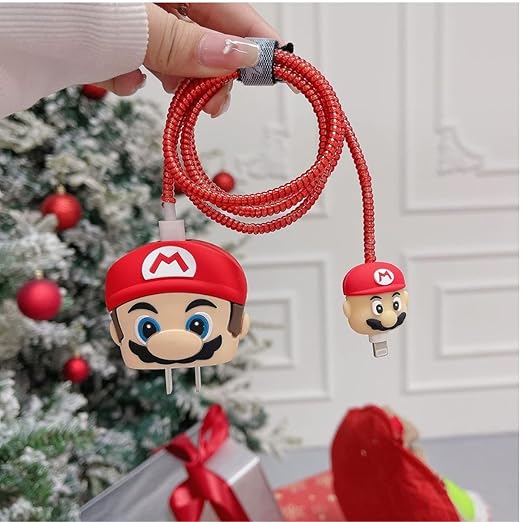 Mario Red Silicon I Phone Charger Protecter