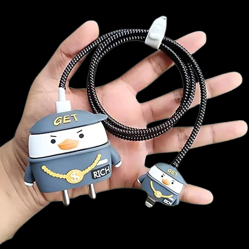 Cute Penguin Rich design Silicon I Phone Charger Protecter