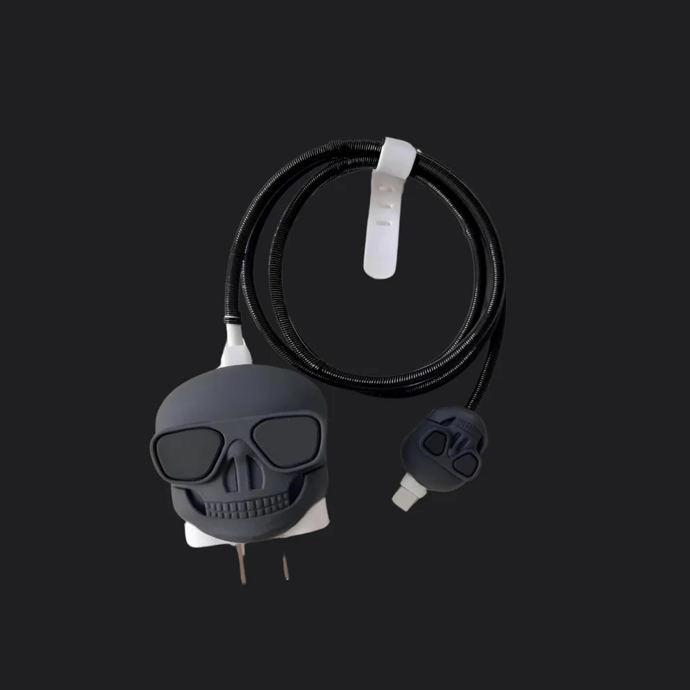 Black Skull Silicone I Phone Charger Protecter