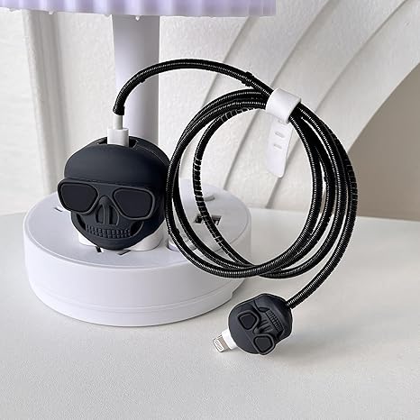 Black Skull Silicone I Phone Charger Protecter