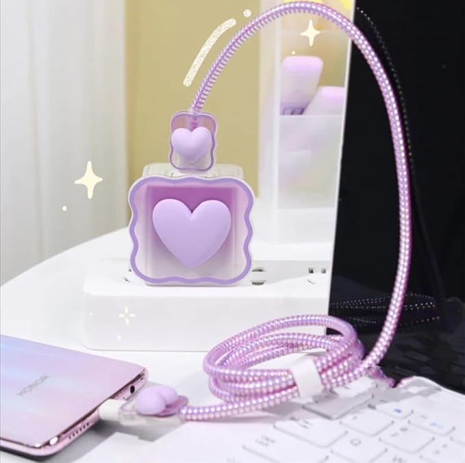 Purple Heart Silicone I Phone Charger Protecter