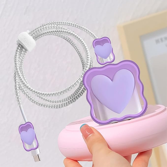 Purple Heart Silicone I Phone Charger Protecter