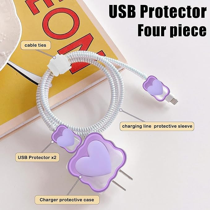 Purple Heart Silicone I Phone Charger Protecter