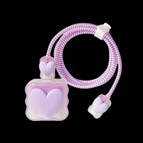 Purple Heart Silicone I Phone Charger Protecter