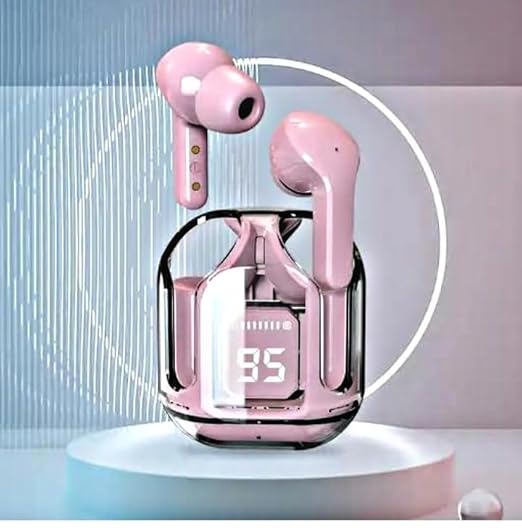 Waterproof Earbuds Power, Bluetooth with Display, Transparent Design, 30 Hrs Playtime with Fast Charging, Bluetooth 5.3 + ENC, 13mm HD BASS Drivers, IPX7 Sweat-Proof, Built-in Mic