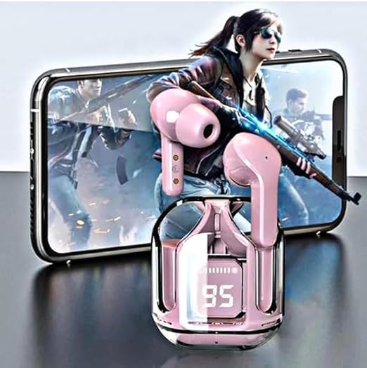 Waterproof Earbuds Power, Bluetooth with Display, Transparent Design, 30 Hrs Playtime with Fast Charging, Bluetooth 5.3 + ENC, 13mm HD BASS Drivers, IPX7 Sweat-Proof, Built-in Mic