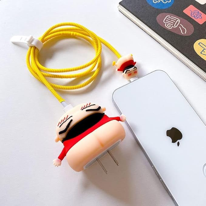 Shinchan Red Silicon I Phone Charger Protecter