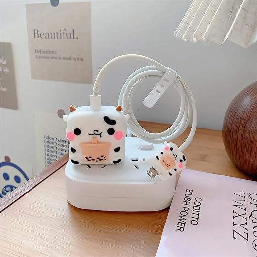 White Bunny Silicone I Phone Charger Protecter