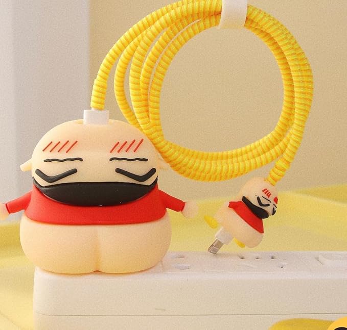Shinchan Red Silicon I Phone Charger Protecter